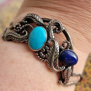 Sterling Silver Turquoise & Blue Lapis  Bracelet